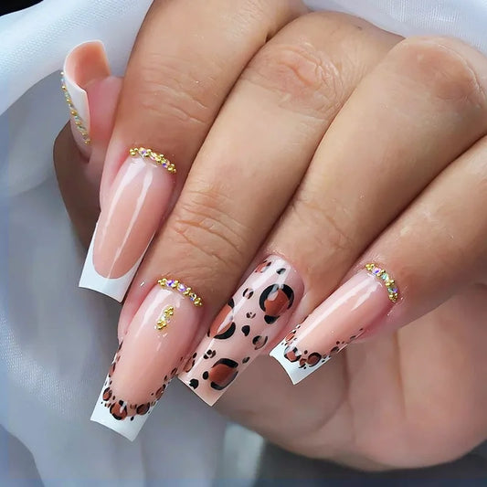 24 pièces faux ongles imprimé carré