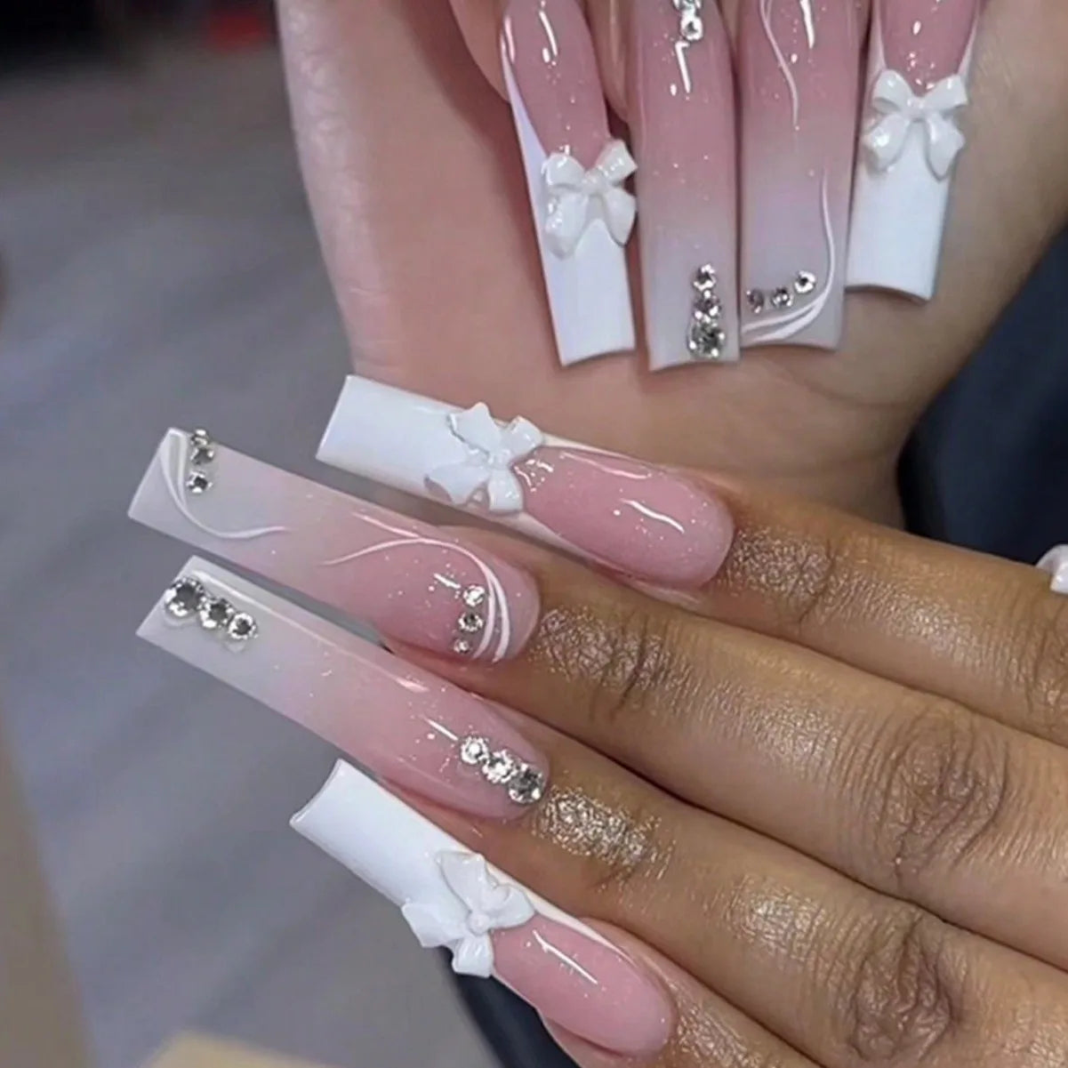 24 pièces faux ongles imprimé carré