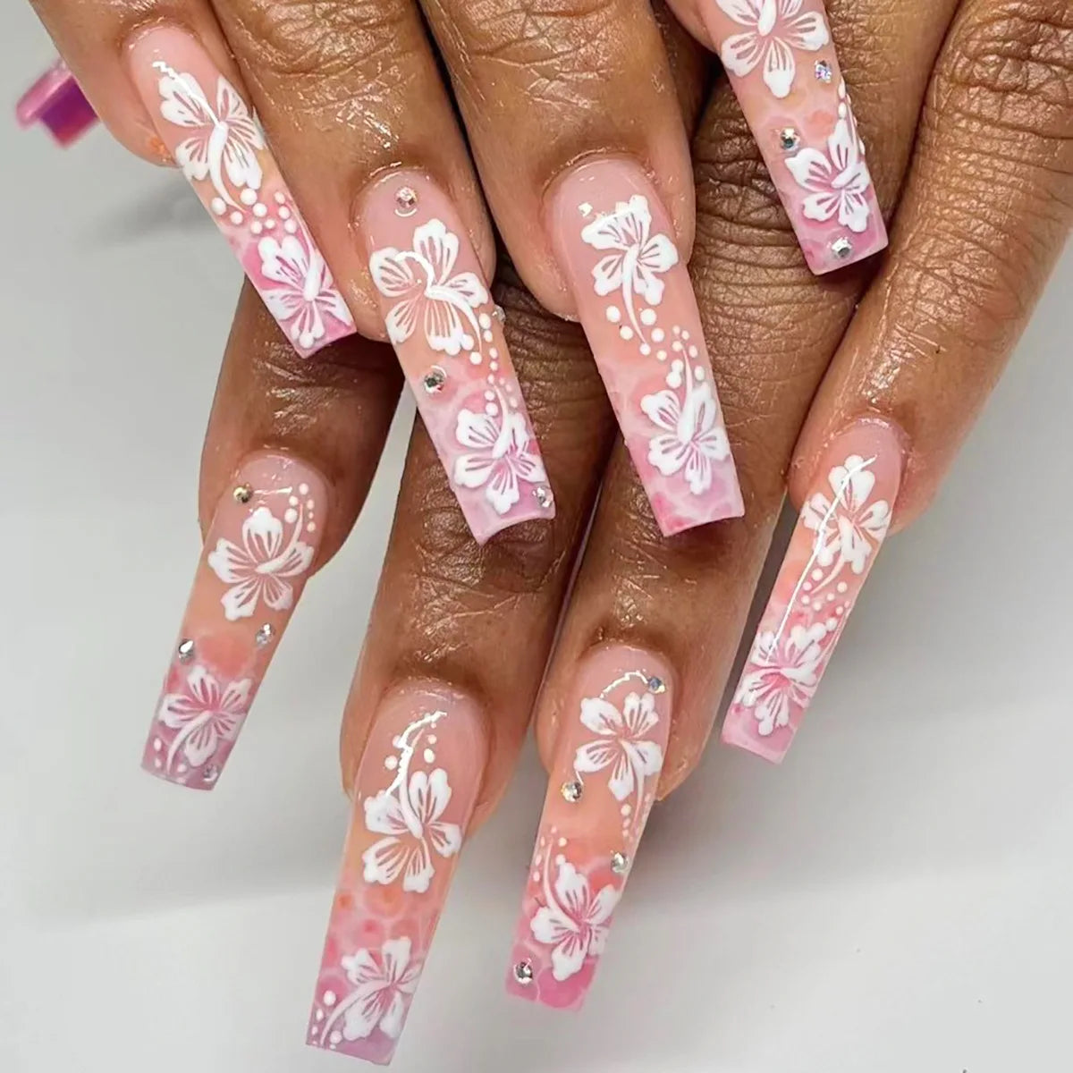 24 pièces faux ongles imprimé carré