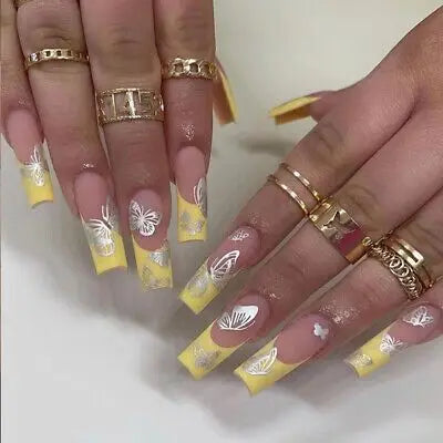 24 pièces faux ongles imprimé carré