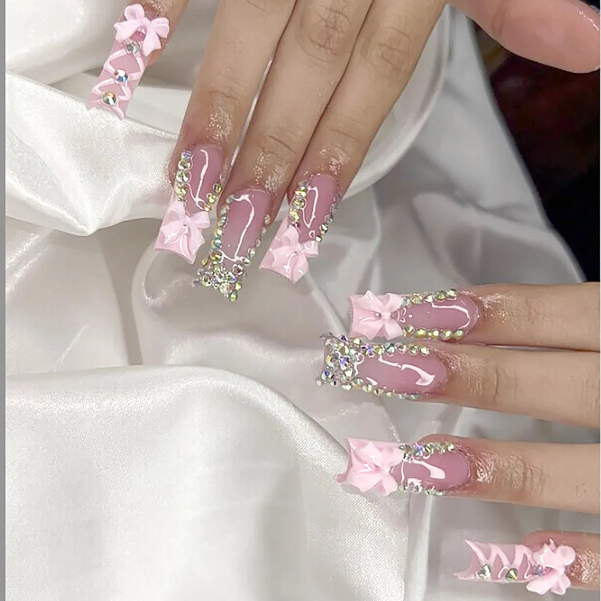 24 pièces faux ongles imprimé carré