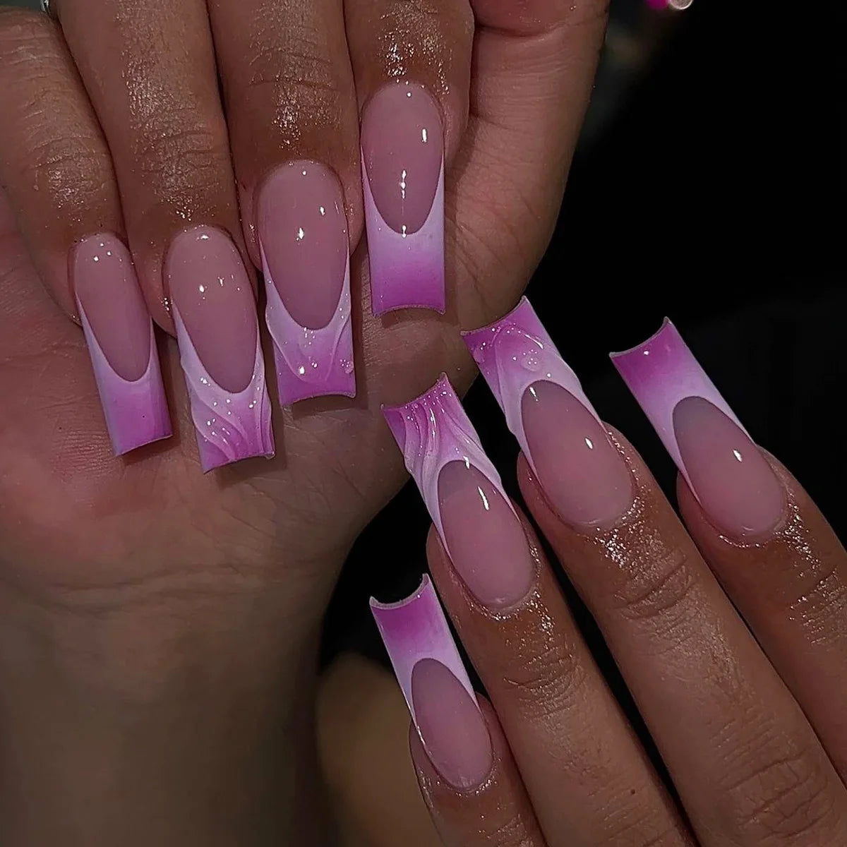 24 pièces faux ongles imprimé carré