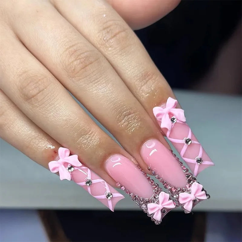 24 pièces faux ongles imprimé carré