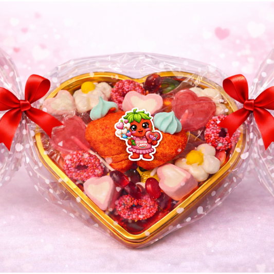 Boîte en forme de cœur remplie de bonbons tendres pour la Saint-Valentin